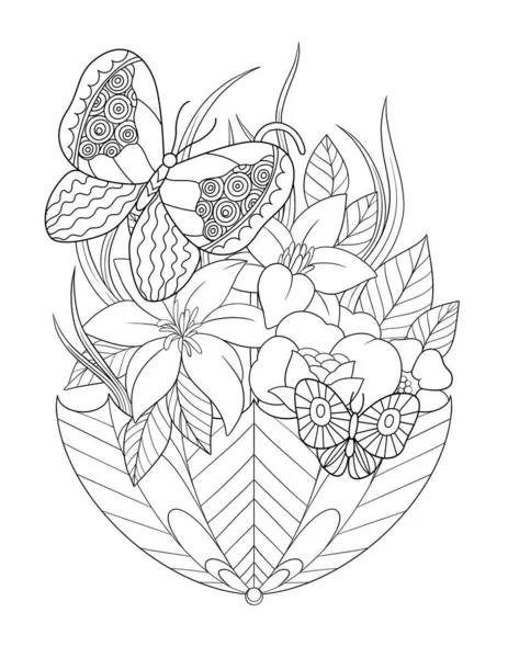 coloring pages line art. hand drawn illustration with a wreath of leaves. black and white sketch for your