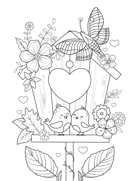 Bonito Valentine Com Corações Folhas Design Ilustração Vetorial — Fotografia de Stock