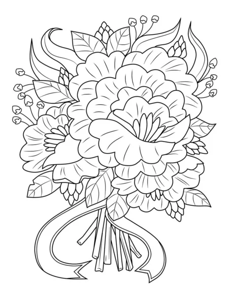 Ręcznie Rysowane Kwiaty Kolorowanki Dla Twojego Projektu — Zdjęcie stockowe