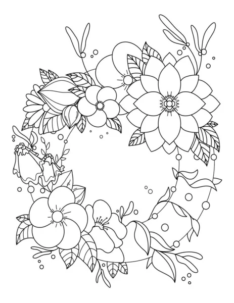 Kézzel Rajzolt Virág Kifestőkönyv Design — Stock Fotó