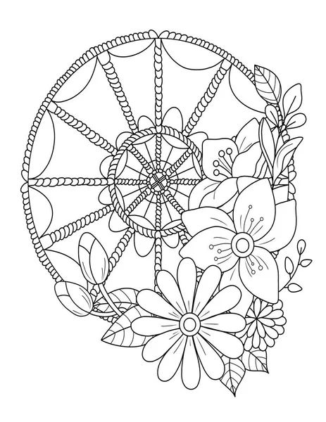 手描きの花あなたのデザインのためのぬり絵 — ストック写真