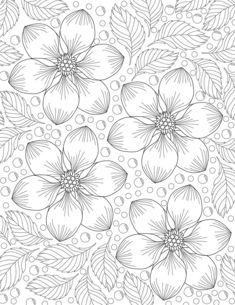 Vector Illustration Seamless Pattern Floral Elements Hand Drawn Doodles White — Stock Photo, Image