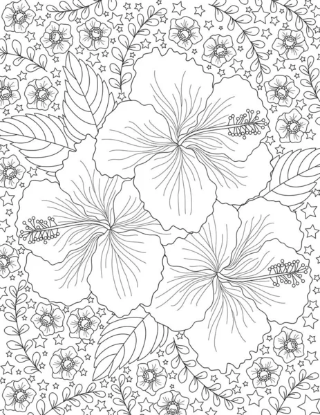 Ilustracja Wektora Płynny Wzór Kwiatowymi Elementami Ręcznie Rysowane Bazgroły Białym — Zdjęcie stockowe