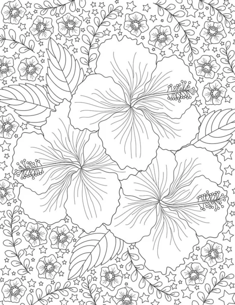 Vector Illustration Seamless Pattern Floral Elements Hand Drawn Doodles White — Stock Photo, Image