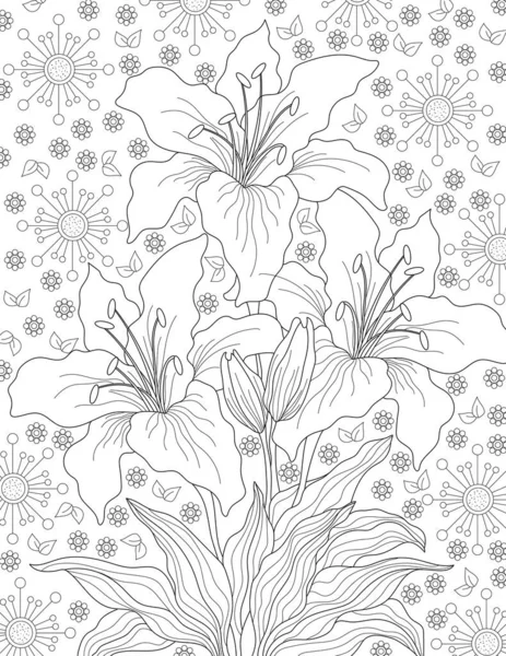 Vector Illustration Seamless Pattern Floral Elements Hand Drawn Doodles White — Stock Photo, Image