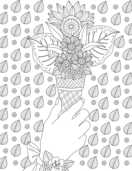 Ilustración Vectorial Patrón Sin Costuras Con Elementos Florales Garabatos Dibujados — Foto de Stock
