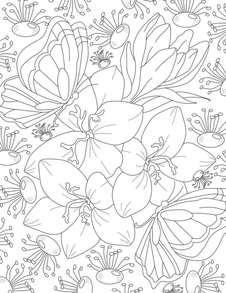 Векторні Ілюстрації Безшовний Візерунок Квітковими Елементами Рука Намальована Каракулі Білому — стокове фото