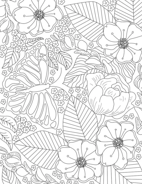 Διανυσματική Απεικόνιση Χωρίς Ραφή Μοτίβο Floral Στοιχεία Ζωγραφισμένα Στο Χέρι — Φωτογραφία Αρχείου