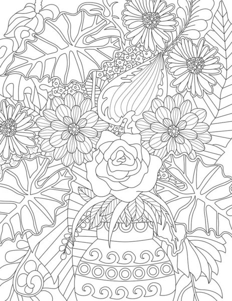 Ilustración Vectorial Patrón Sin Costuras Con Elementos Florales Garabatos Dibujados —  Fotos de Stock
