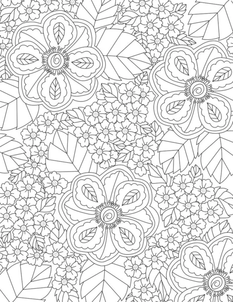 Vector Illustration Seamless Pattern Floral Elements Hand Drawn Doodles White — Stock Photo, Image