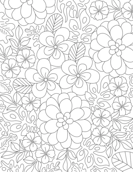 Vector Illustration Seamless Pattern Floral Elements Hand Drawn Doodles White — Stock Photo, Image