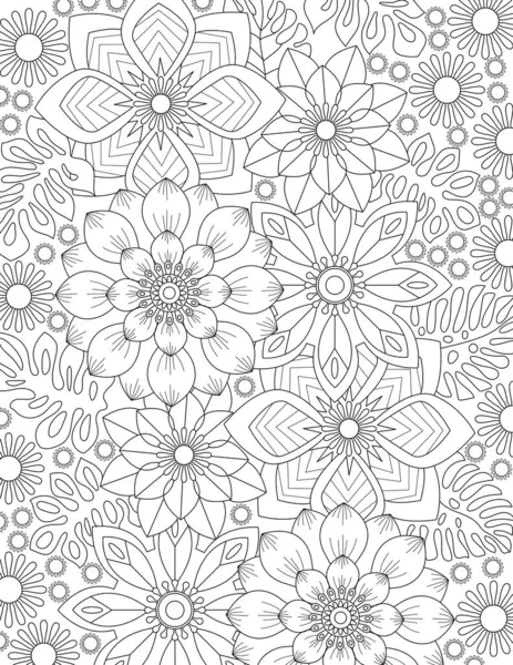 Vector Illustration Seamless Pattern Floral Elements Hand Drawn Doodles White — Stock Photo, Image