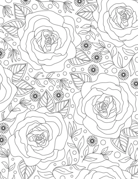 Vektorillustration Nahtloses Muster Mit Floralen Elementen Handgezeichnete Doodles Auf Weißem — Stockfoto