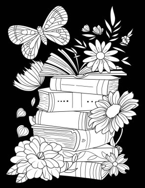 Kelebekli bir kitabın vektör çizimi