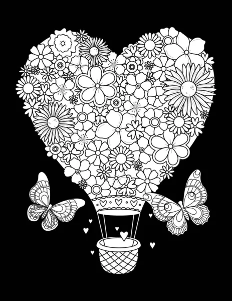 Ilustração Vetorial Coração Com Buquê Flores — Fotografia de Stock