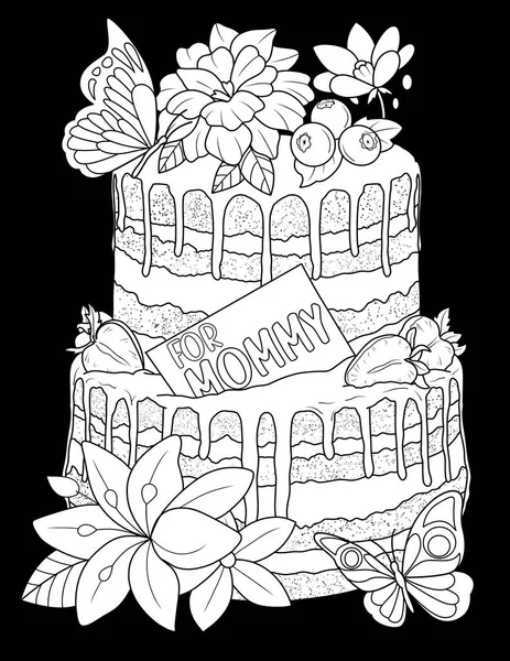 Векторна Ілюстрація Торта Свічкою — стокове фото