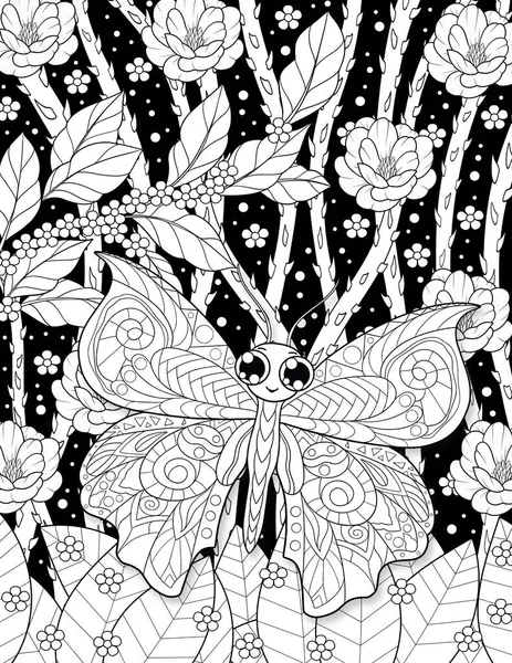 Czarny Biały Kwiatowy Bezszwowy Wzór Kwiatami Ilustracja — Zdjęcie stockowe