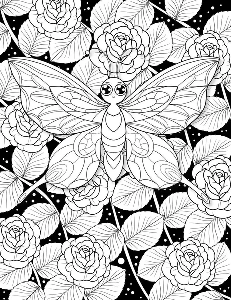 Seamless Pattern Hand Drawn Flowers Black White — Zdjęcie stockowe