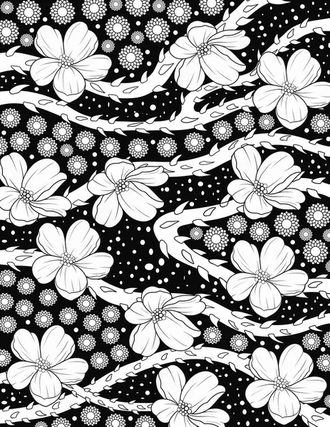 Vzor Bezešvé Květinami Ilustrace — Stock fotografie