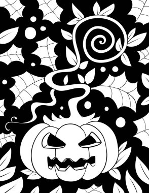 Siyah arkaplanda cadılar bayramı kabağı