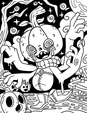 Komik bir çizgi film canavarının çizimi