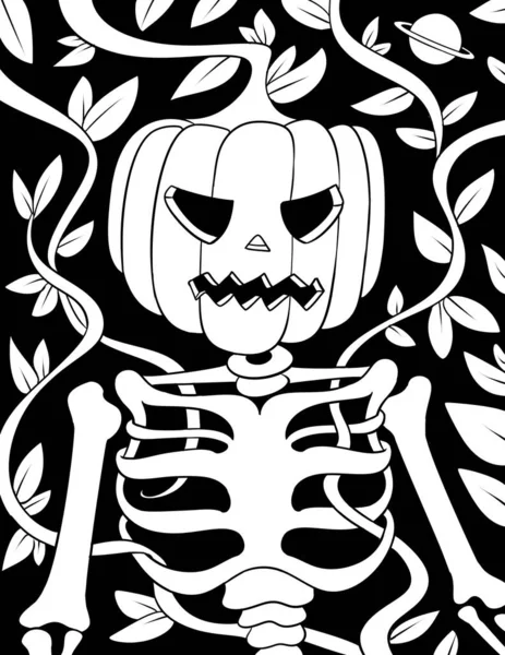 Zucca Halloween Con Foglie Illustrazione — Foto Stock