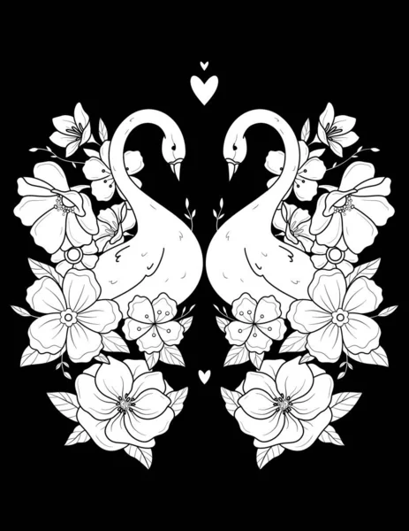Czarny Biały Wzór Kwiatowy Kwiatami — Zdjęcie stockowe
