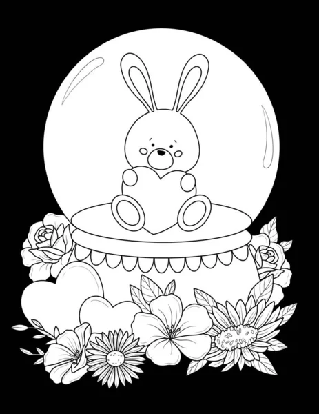 cute rabbit with flowers and easter egg illustration design