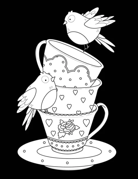 Illustration Une Tasse Thé Avec Une Tasse Café Une Soucoupe — Photo