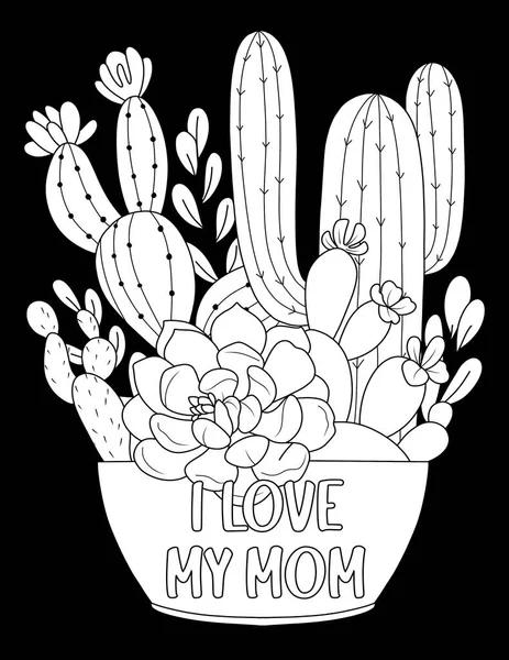 Ilustración Cactus Una Olla Con Corazón —  Fotos de Stock