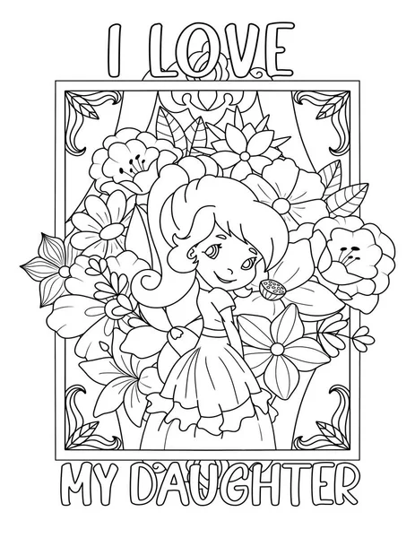 Coloring Book Page Kids Illustration Flowers — Stock Photo, Image