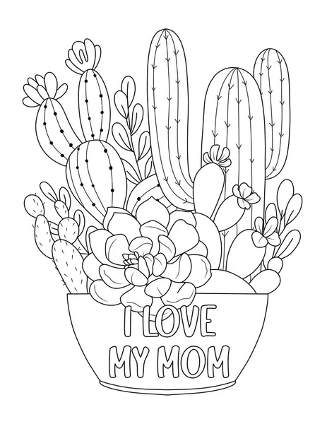 Cactus Vetplanten Potten Schets Stijl Illustratie — Stockfoto