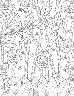 Çiçekler ve yapraklar dizayn için kusursuz desen, arkaplan