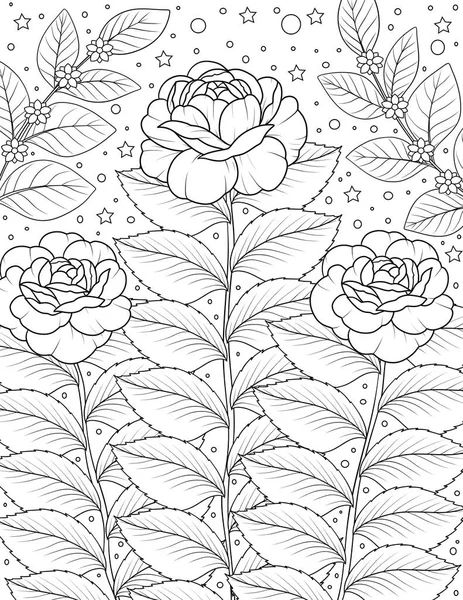 Mão Desenhado Padrão Floral Monocromático Desenho Preto Branco Ilustração — Fotografia de Stock