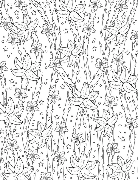 Bezszwowy Wzór Kwiatami Liśćmi Gałęziami — Zdjęcie stockowe