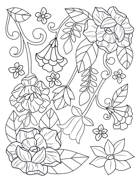 Coloriage Avec Des Fleurs Des Feuilles — Photo