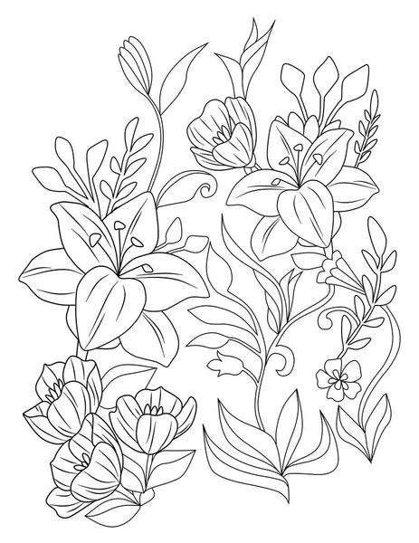 Иллюстрация Красивых Цветов Лепестки Листья Цветочный Элемент Лицензионные Стоковые Изображения