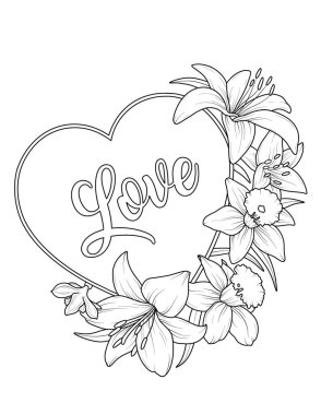 Çiçekli güzel bir çelengin çizimi