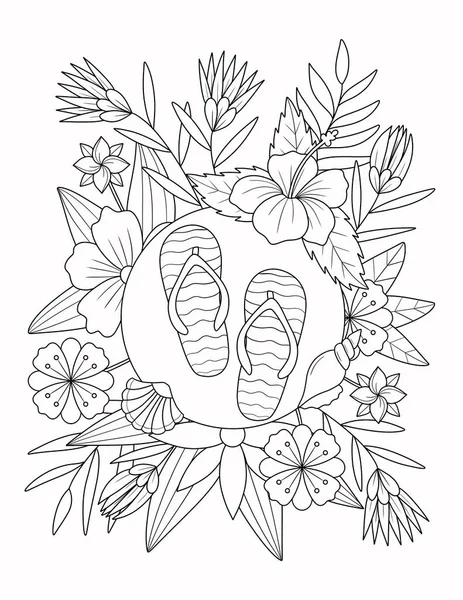 Illustration Blommor Dekoration Med Tropiska Blad — Stockfoto