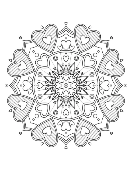 Mandala Rotondo Decorativo Stile Mehndi Libro Colorare Matrimonio Adulti Illustrazione — Foto Stock