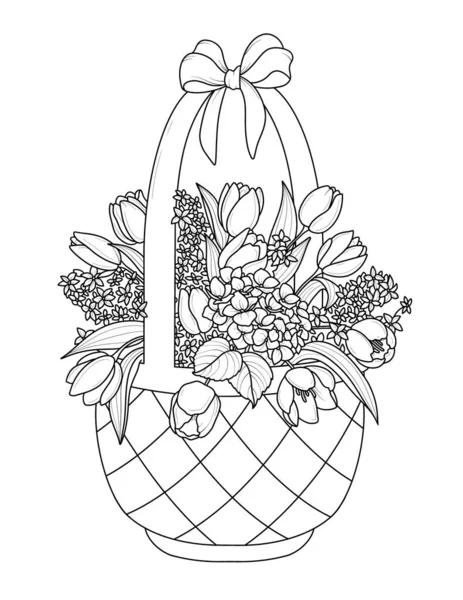 Målarbok Med Blommor Och Blad Illustration — Stockfoto