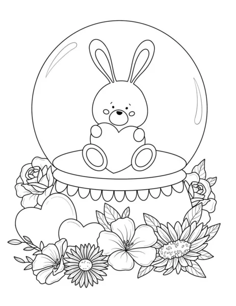 Roztomilý Králík Květinami Listy Ilustrační Design — Stock fotografie