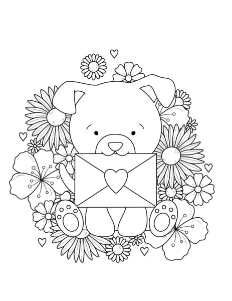 Urso Bonito Com Flores Design Ilustração Coração — Fotografia de Stock