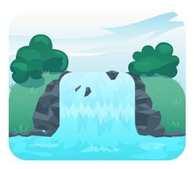 Şelaleli manzara, doğa, basit arkaplan