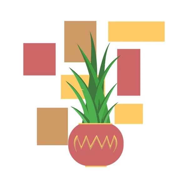 Une Plante Intérieur Sur Fond Rectangles Colorés — Image vectorielle