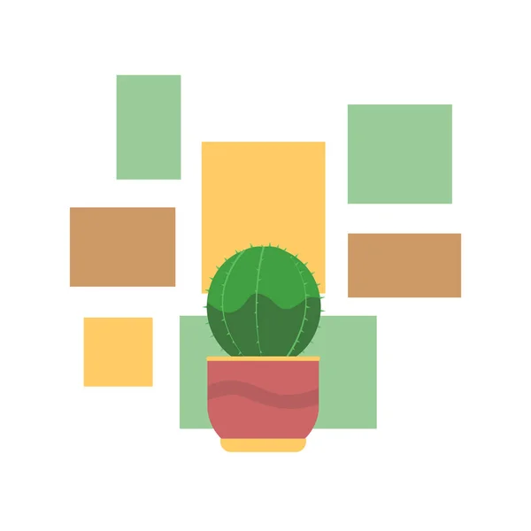 Une Plante Intérieur Sur Fond Rectangles Colorés — Image vectorielle