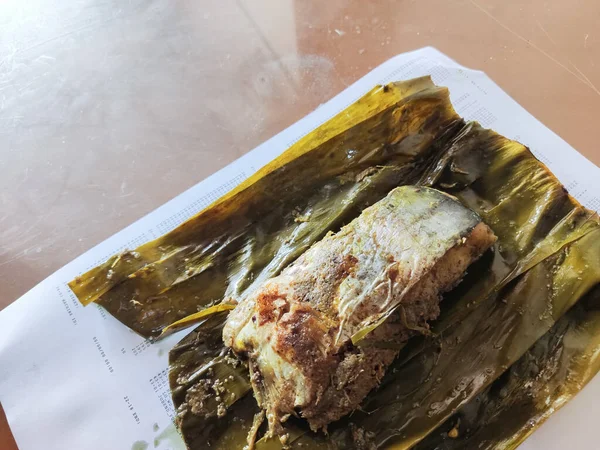 Karawang Indonesia Octubre 2022 Comida Tradicional Pepes Jambal Fish Wrapped — Foto de Stock