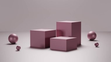 En küçük sahne boş podyum görüntüsü, ürün sergisi için pastel pembe kaide, 3D görüntüleme