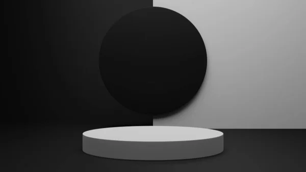 Minimalistische Sokkel Zwart Wit Voor Product Showcase Cilinder Podium Weergave — Stockfoto