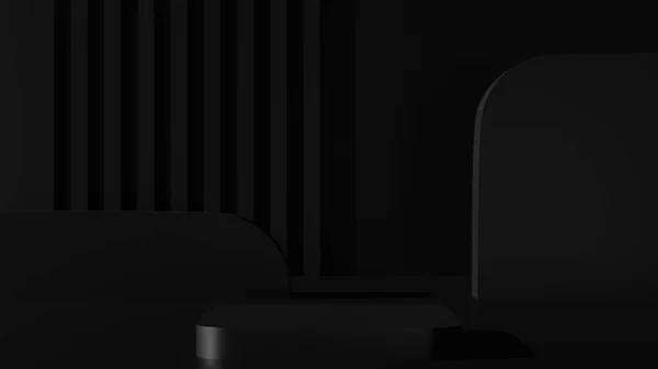 Zwart Minimalistisch Leeg Voetstuk Voor Product Showcase Leeg Podium Stand — Stockfoto